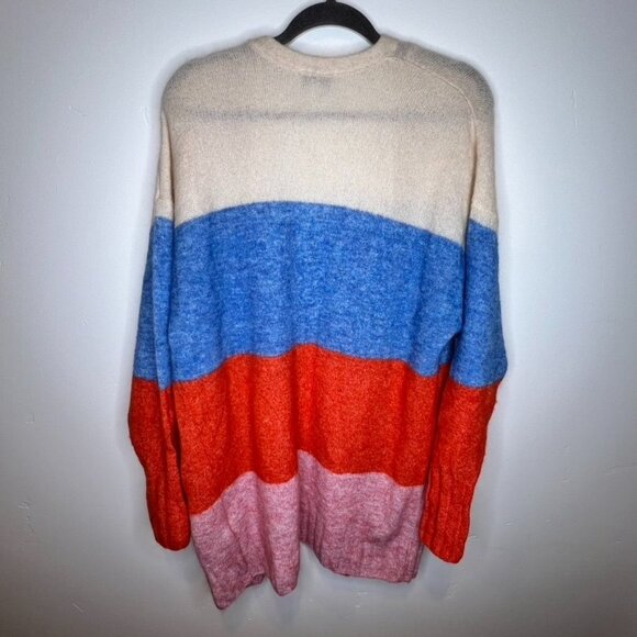 & Other Stories Colorful Color Block Striped Open Cardigan Sweater Small Mohair - Picture 3 of 5